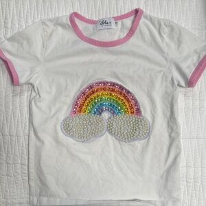 Lola & The Boys White and Pink Rainbow T-Shirt